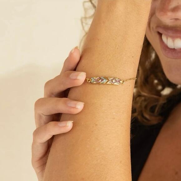 New Plunder “Bella” Crystal Bar Bracelet (6.75"-7.5") - Picture 3 of 6